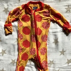 Kickee Pants pomegranate footie romper sz 0-3 mos